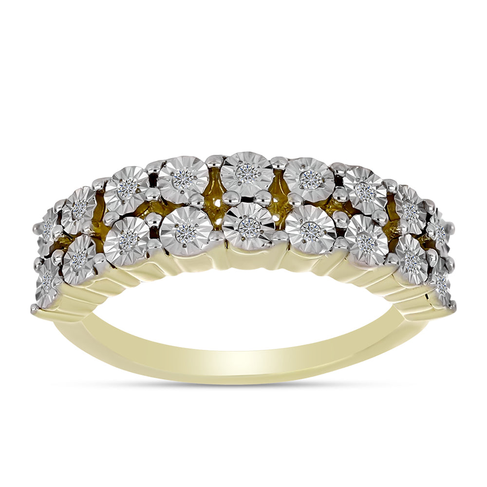 Arannyal Bevont Ezüst Gyűrű Fehér Gyémánttal