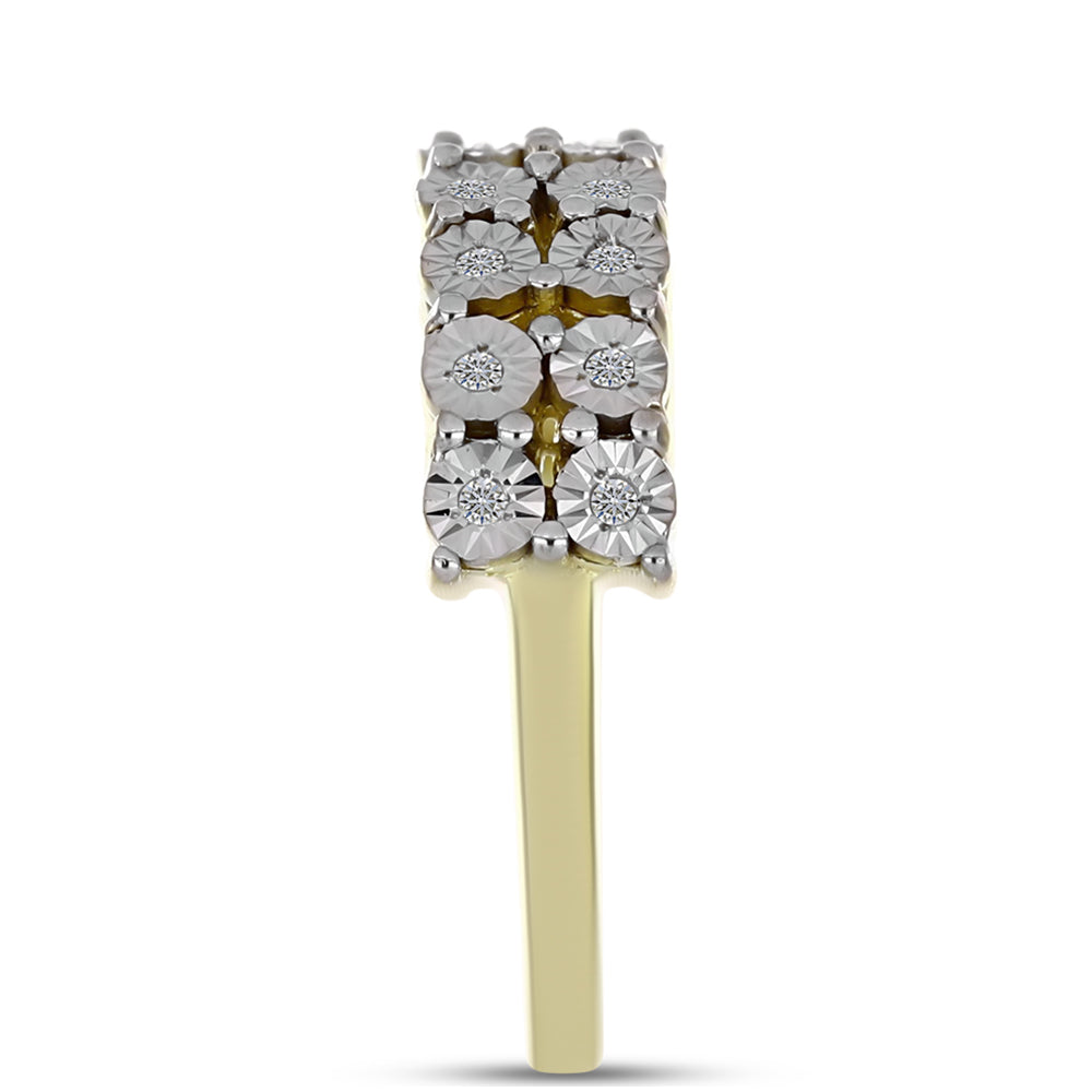 Arannyal Bevont Ezüst Gyűrű Fehér Gyémánttal 4 