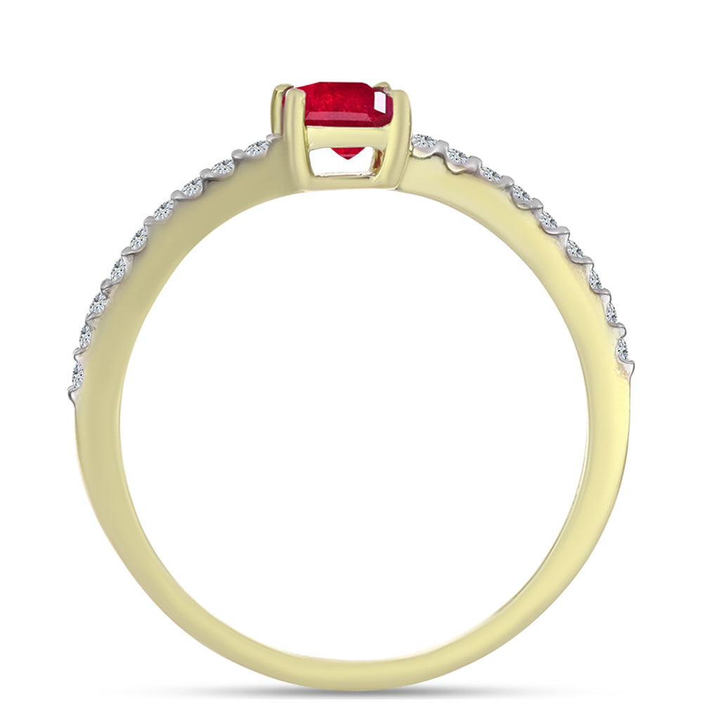 Arannyal Bevont Ezüst Gyűrű Madagaszkári Rubinnal és Fehér Topázzal 2 