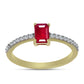 Arannyal Bevont Ezüst Gyűrű Madagaszkári Rubinnal és Fehér Topázzal