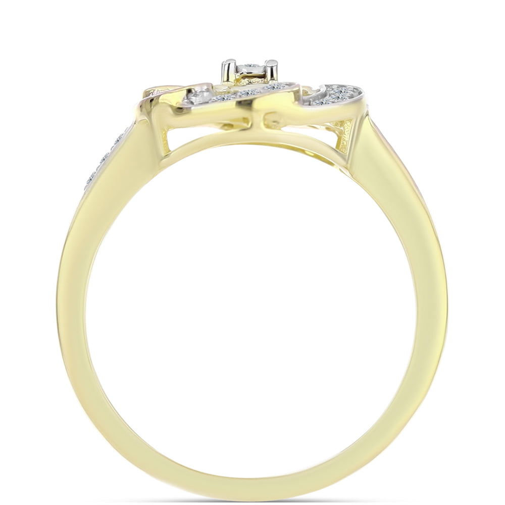 Arannyal Bevont Ezüst Gyűrű Fehér Gyémánttal és Fehér Topázzal 2 