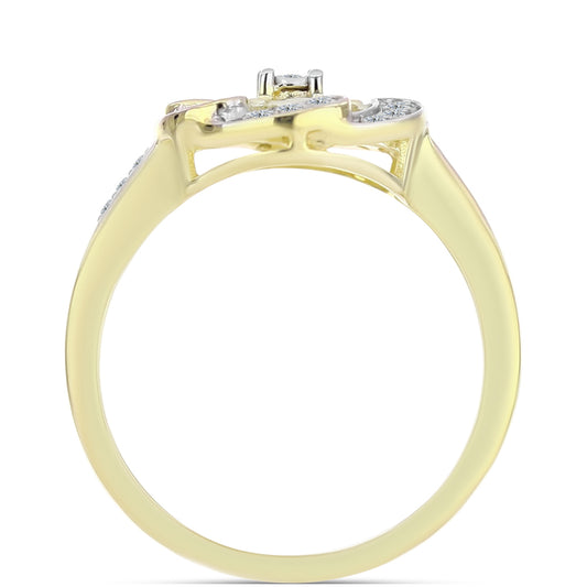 Arannyal Bevont Ezüst Gyűrű Fehér Gyémánttal és Fehér Topázzal