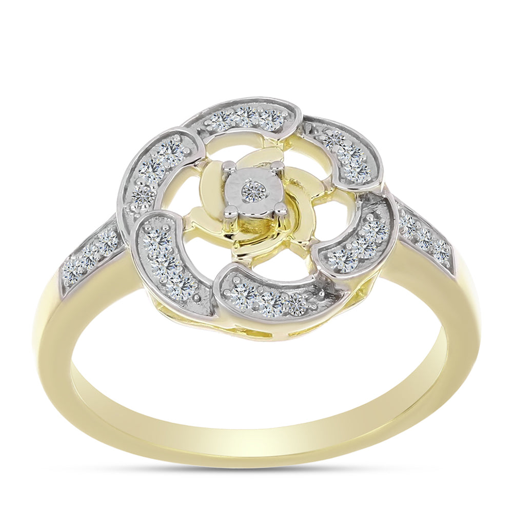 Arannyal Bevont Ezüst Gyűrű Fehér Gyémánttal és Fehér Topázzal