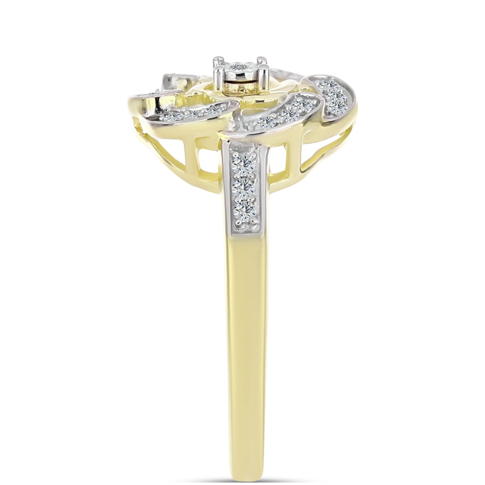 Arannyal Bevont Ezüst Gyűrű Fehér Gyémánttal és Fehér Topázzal 4 