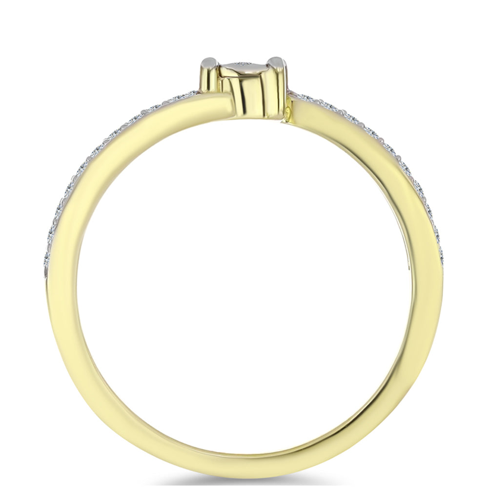 Arannyal Bevont Ezüst Gyűrű Fehér Gyémánttal és Fehér Topázzal