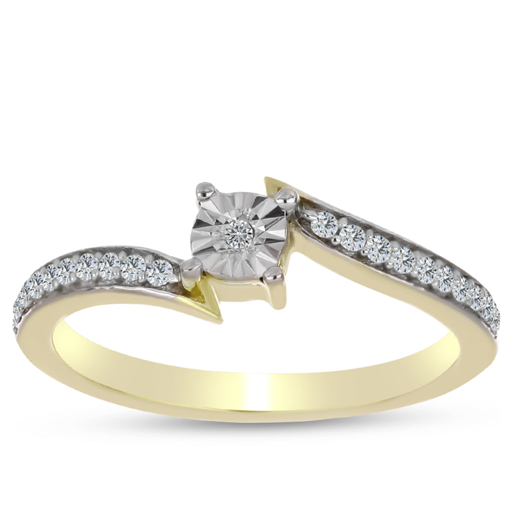 Arannyal Bevont Ezüst Gyűrű Fehér Gyémánttal és Fehér Topázzal