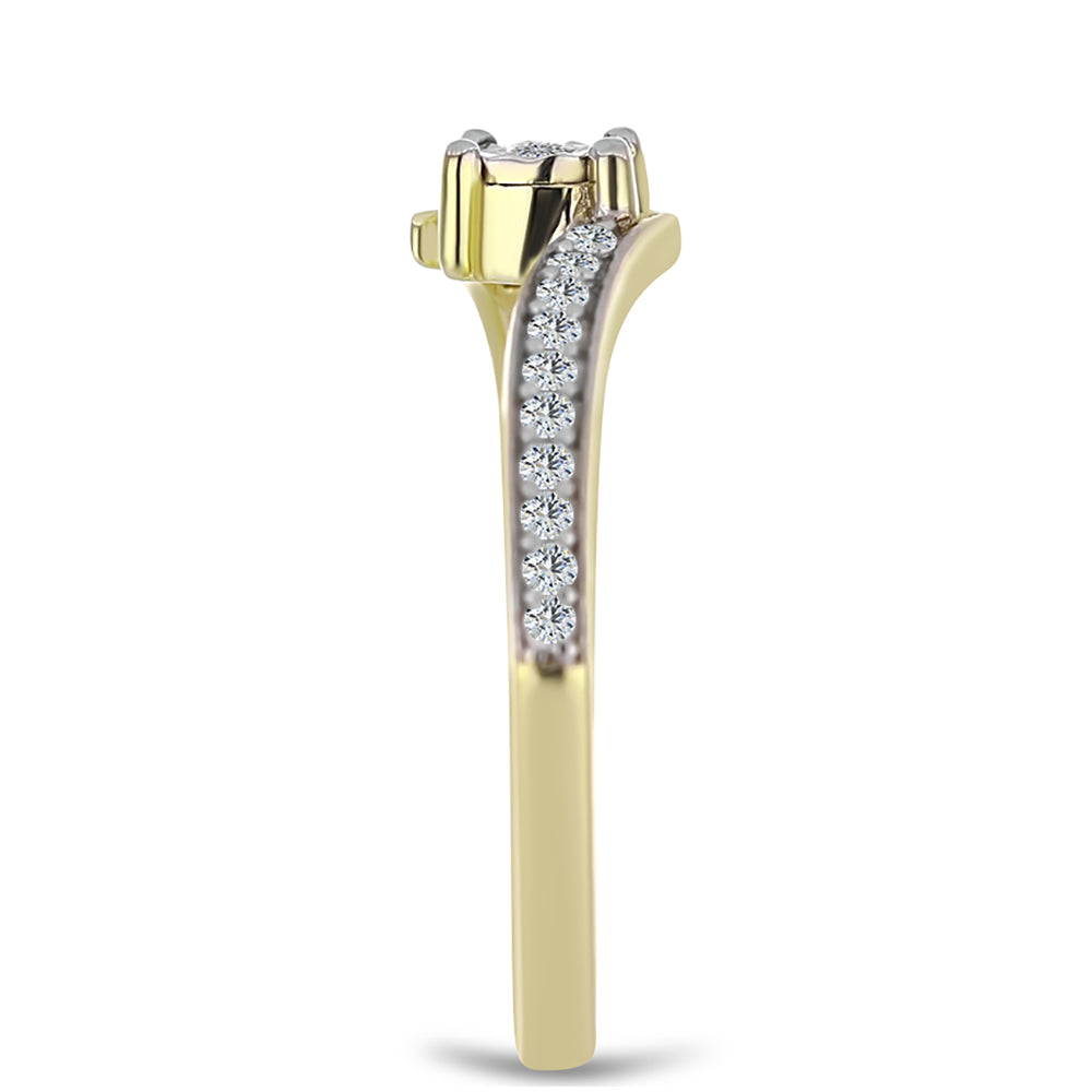 Arannyal Bevont Ezüst Gyűrű Fehér Gyémánttal és Fehér Topázzal 4 