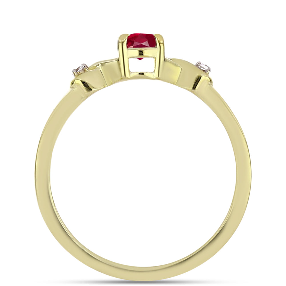 Arannyal Bevont Ezüst Gyűrű Madagaszkári Rubinnal és Fehér Topázzal 2 