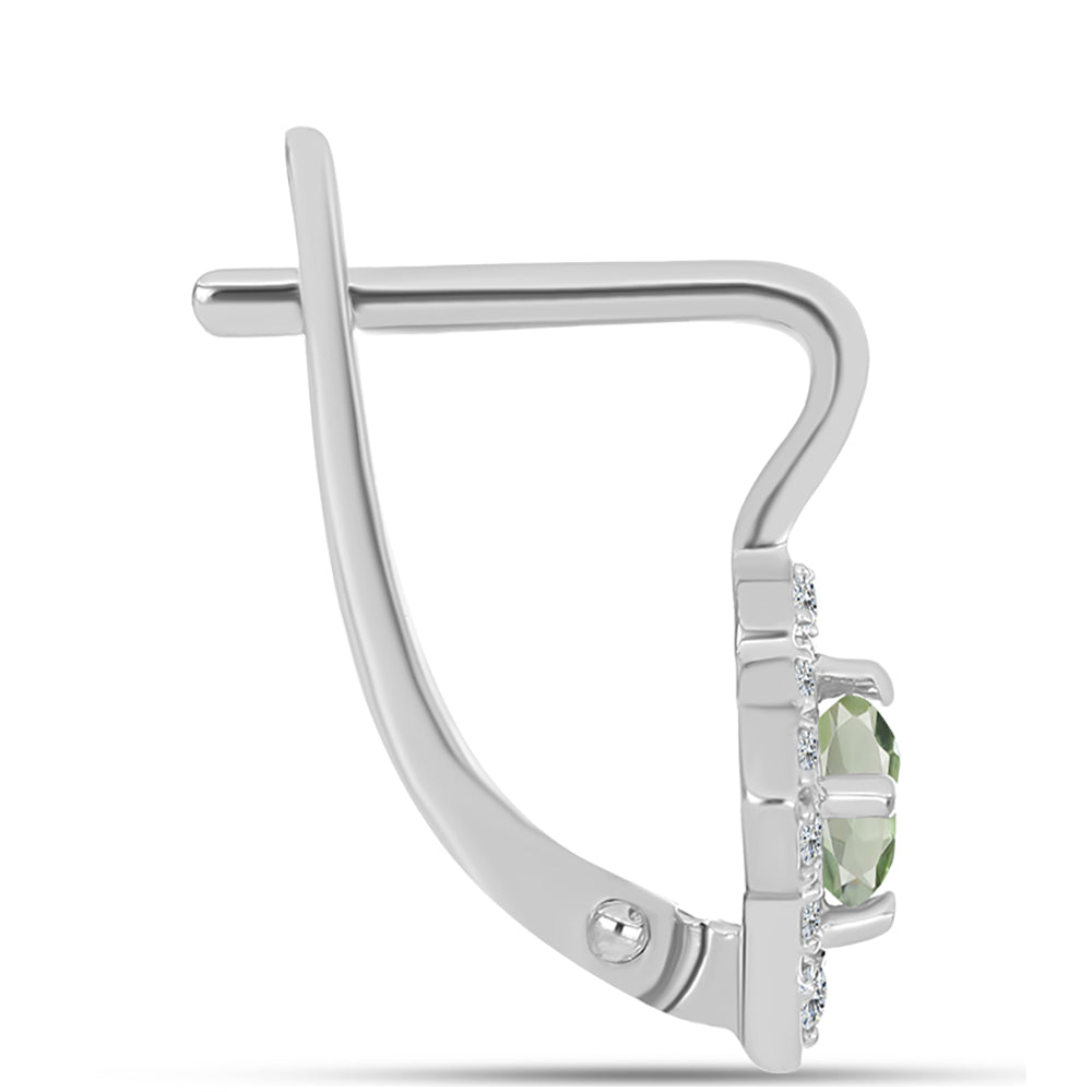 Ezüst Fülbevaló Zöld Ametiszttel és Fehér Topázzal 2 