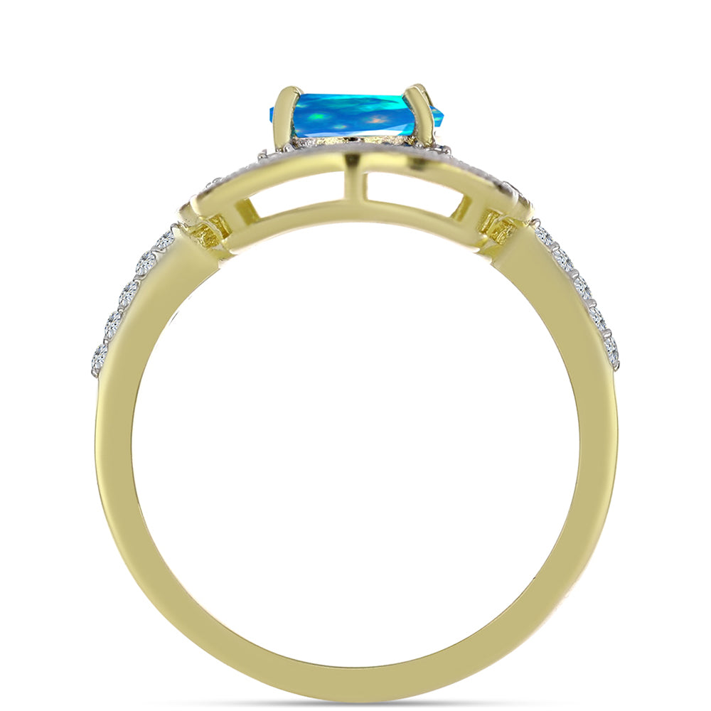 Arannyal Bevont Ezüst Gyűrű Etiópiai Paradicsomi Opállal és Fehér Topázzal 2 