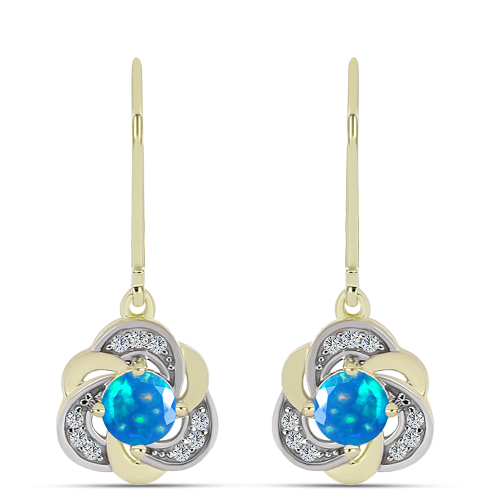 Arannyal Bevont Ezüst Fülbevaló Etiópiai Paradicsomi Opállal és Fehér Topázzal 1 