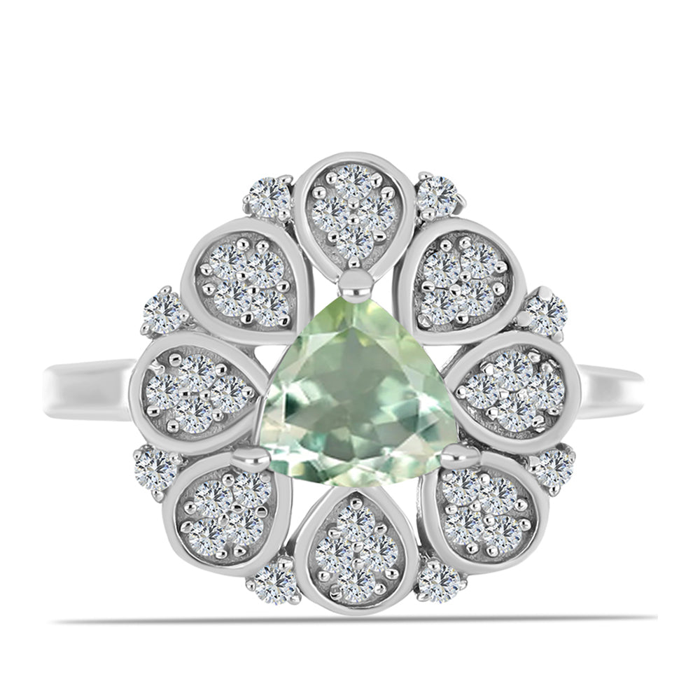 Ezüst Gyűrű Zöld Ametiszttel és Fehér Topázzal 1 