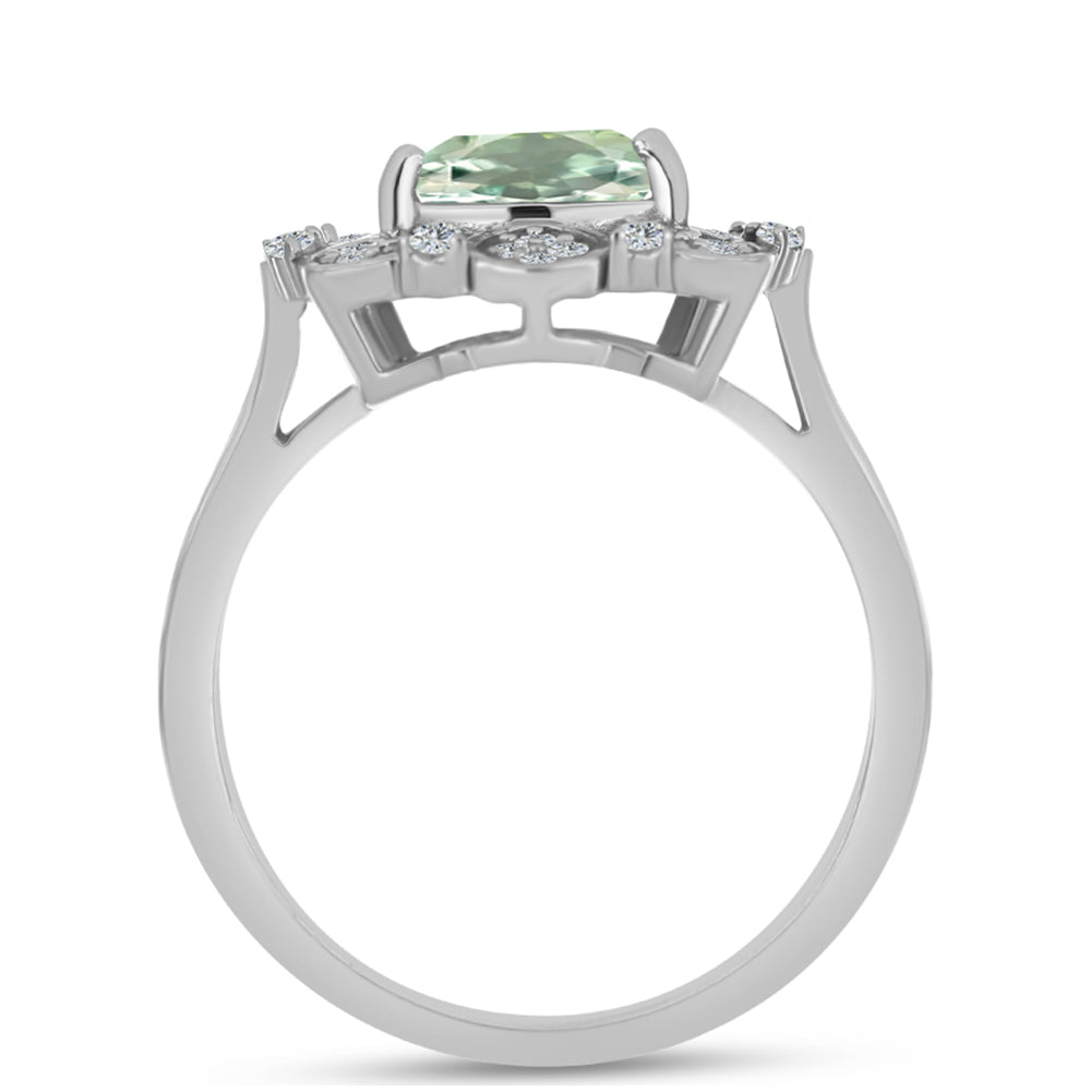 Ezüst Gyűrű Zöld Ametiszttel és Fehér Topázzal 2 