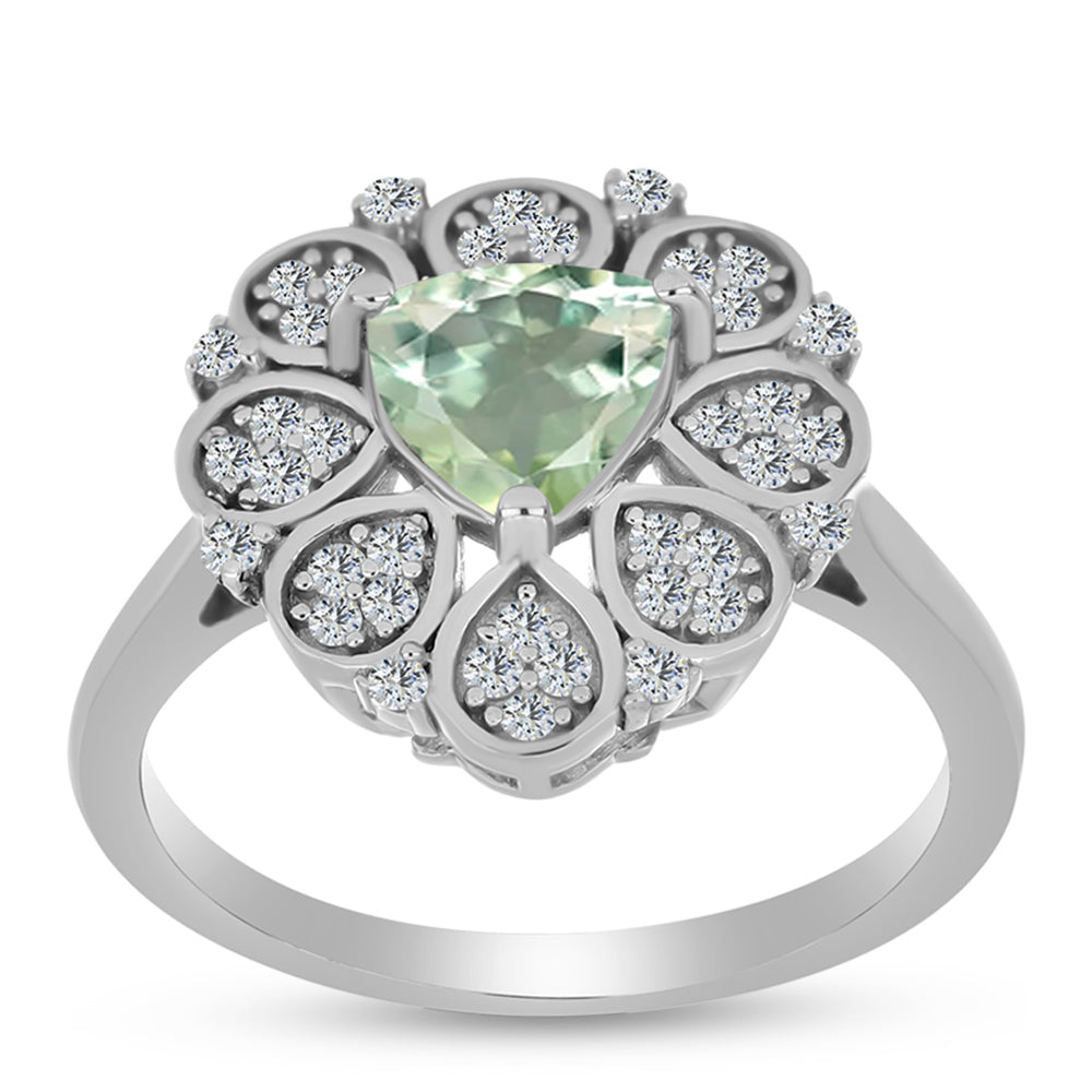Ezüst Gyűrű Zöld Ametiszttel és Fehér Topázzal