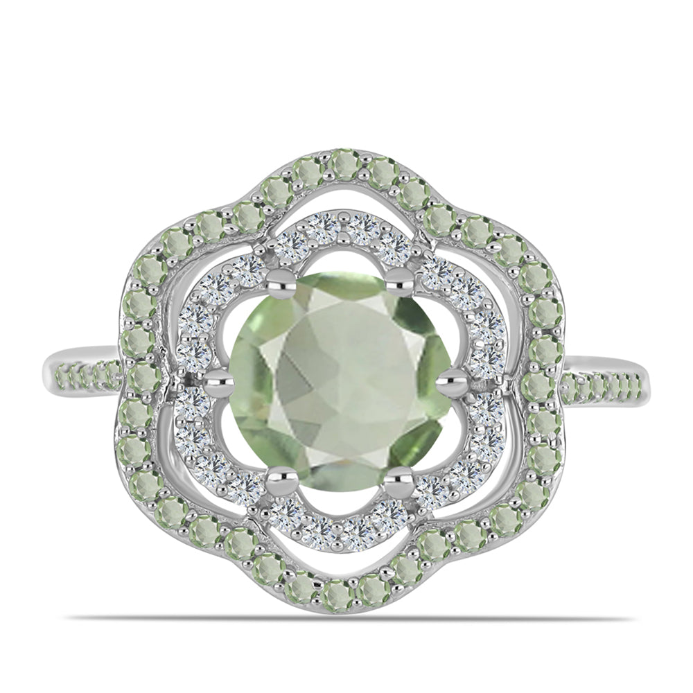 Ezüst Gyűrű Zöld Ametiszttel és Changbai Peridottal 1 