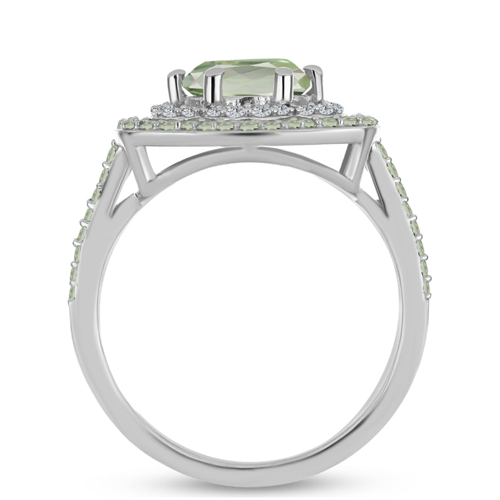 Ezüst Gyűrű Zöld Ametiszttel és Changbai Peridottal