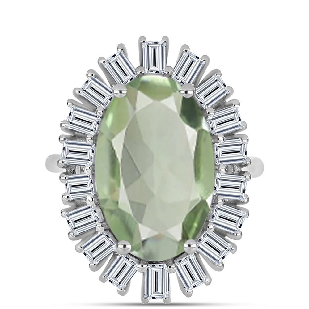 Ezüst Gyűrű Zöld Ametiszttel és Fehér Topázzal 1 