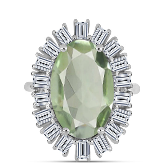 Ezüst Gyűrű Zöld Ametiszttel és Fehér Topázzal