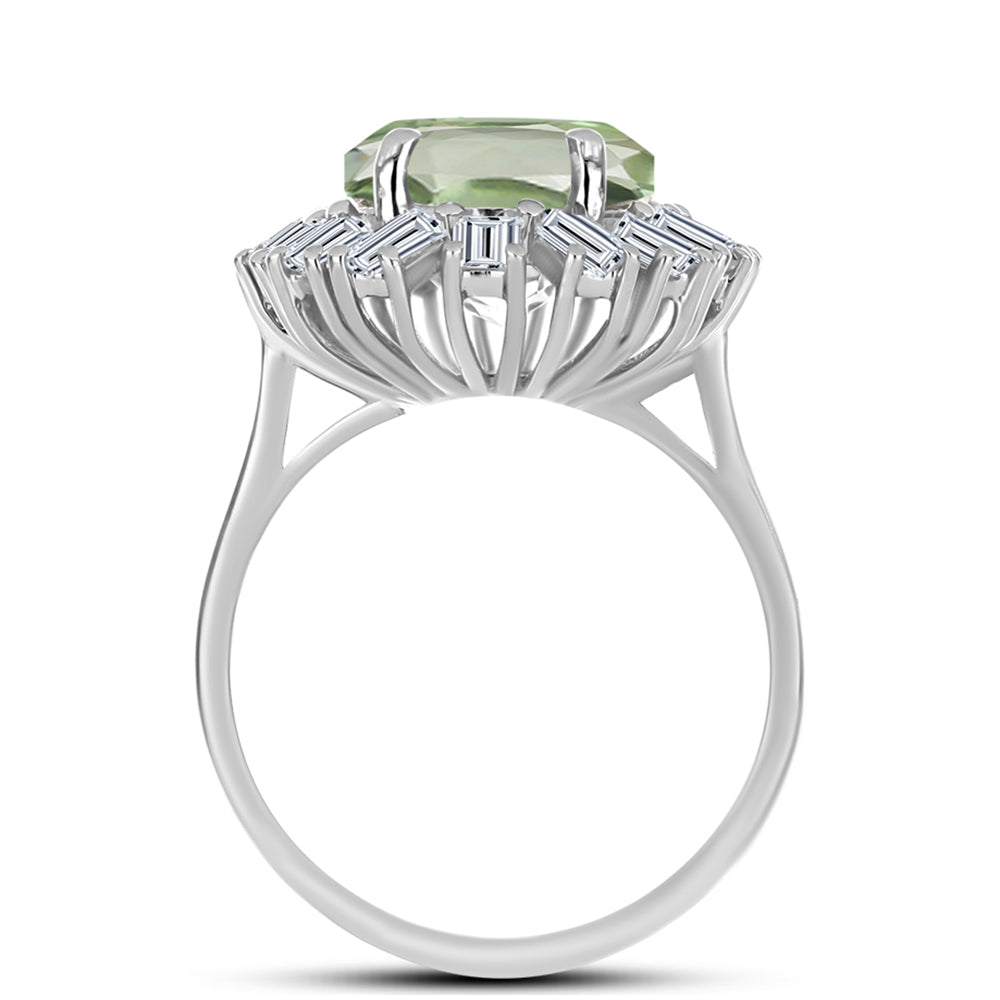 Ezüst Gyűrű Zöld Ametiszttel és Fehér Topázzal