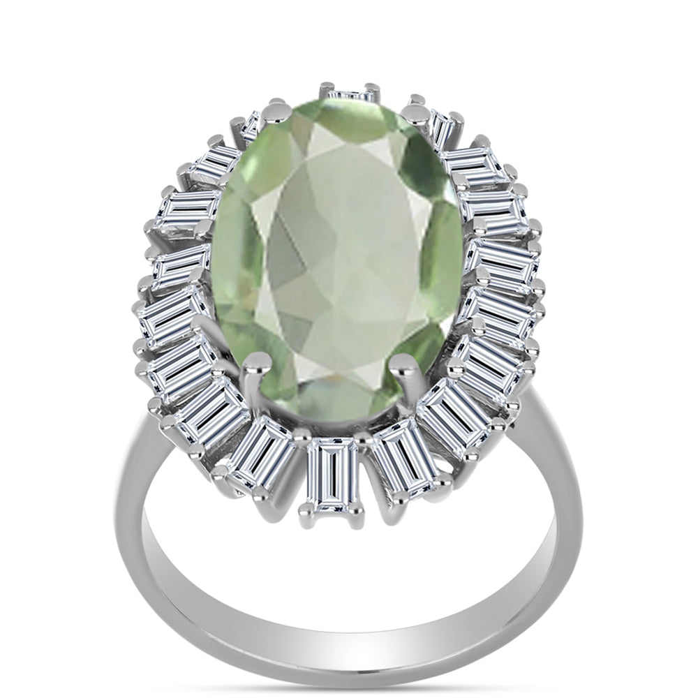 Ezüst Gyűrű Zöld Ametiszttel és Fehér Topázzal 3 