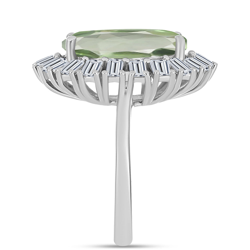 Ezüst Gyűrű Zöld Ametiszttel és Fehér Topázzal