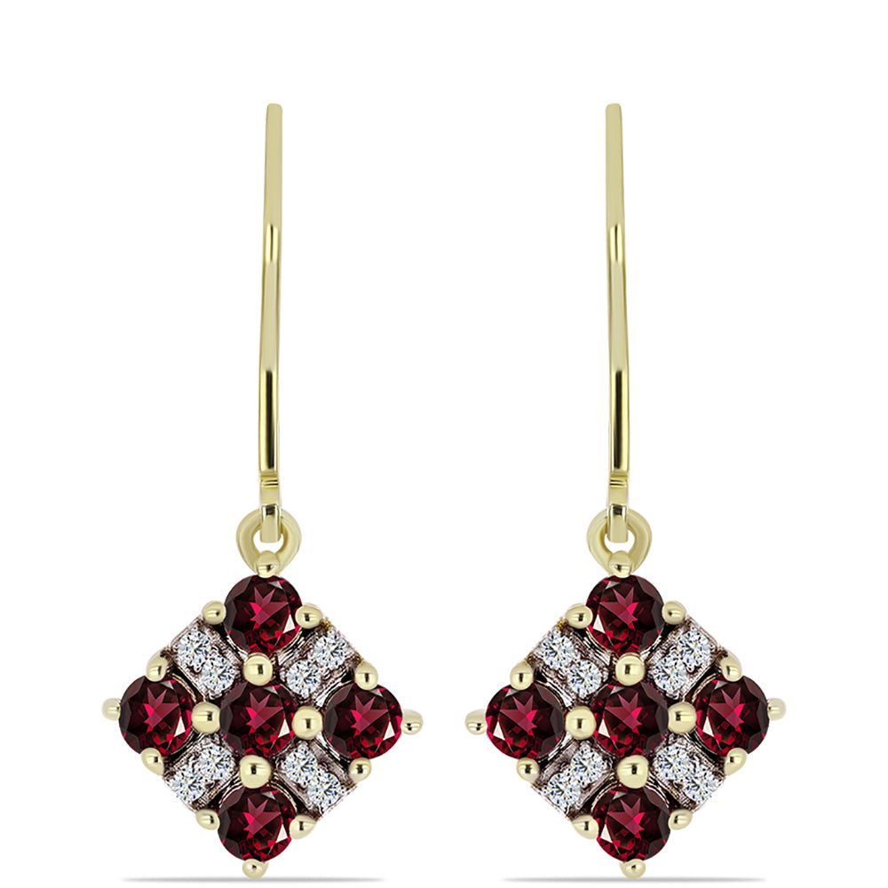 Arannyal Bevont Ezüst Fülbevaló Rhodolit Gránáttal és Fehér Topázzal 1 
