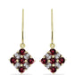 Arannyal Bevont Ezüst Fülbevaló Rhodolit Gránáttal és Fehér Topázzal