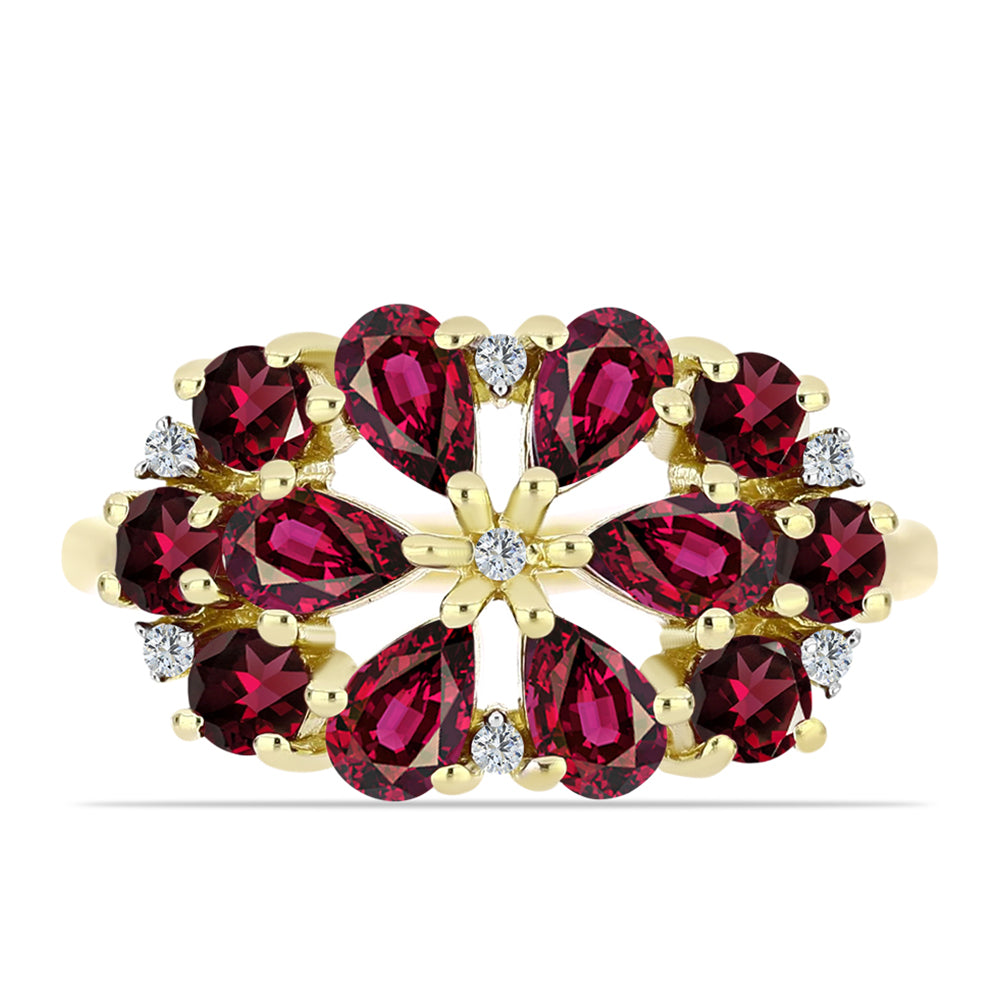 Arannyal Bevont Ezüst Gyűrű Rhodolit Gránáttal és Fehér Topázzal 1 