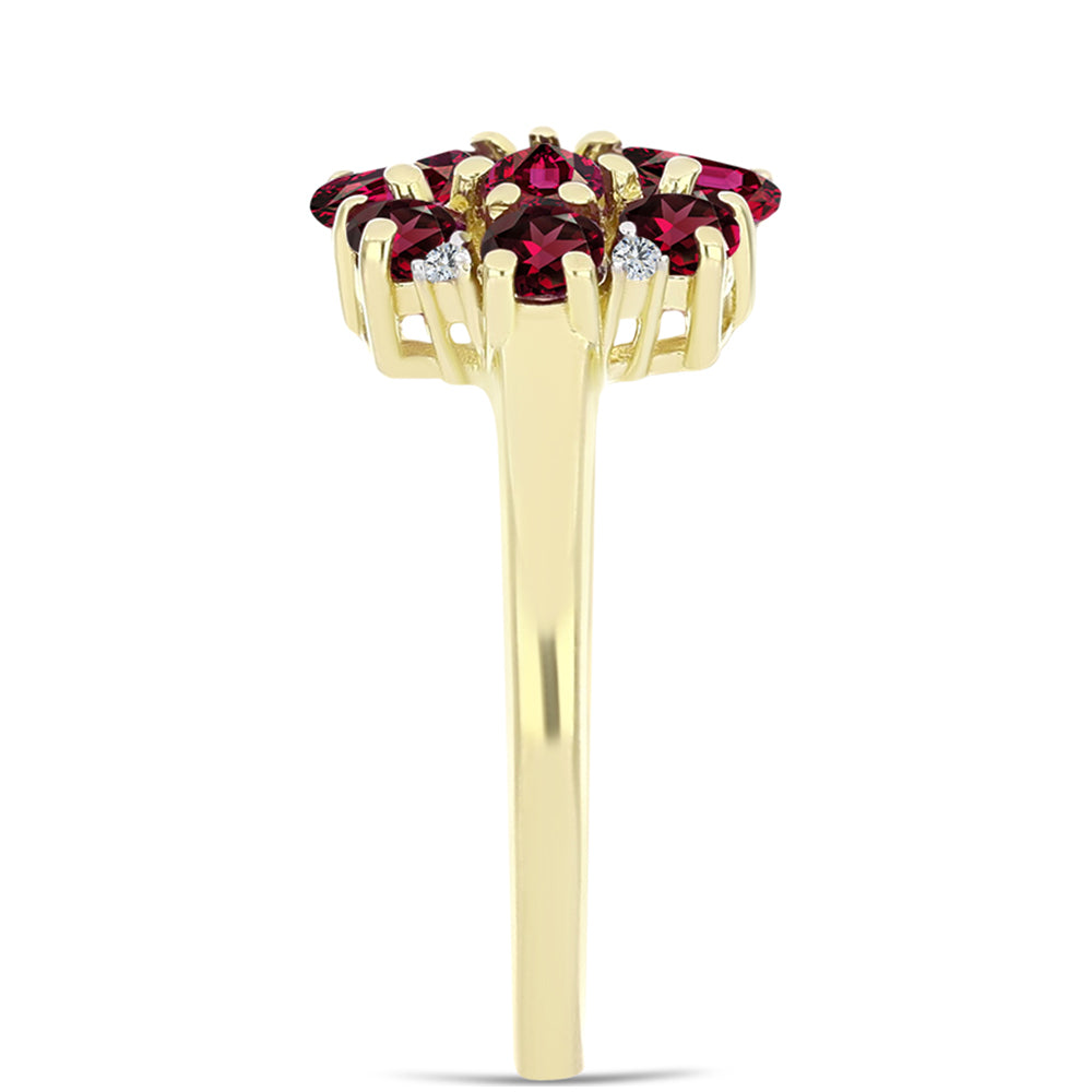 Arannyal Bevont Ezüst Gyűrű Rhodolit Gránáttal és Fehér Topázzal 4 