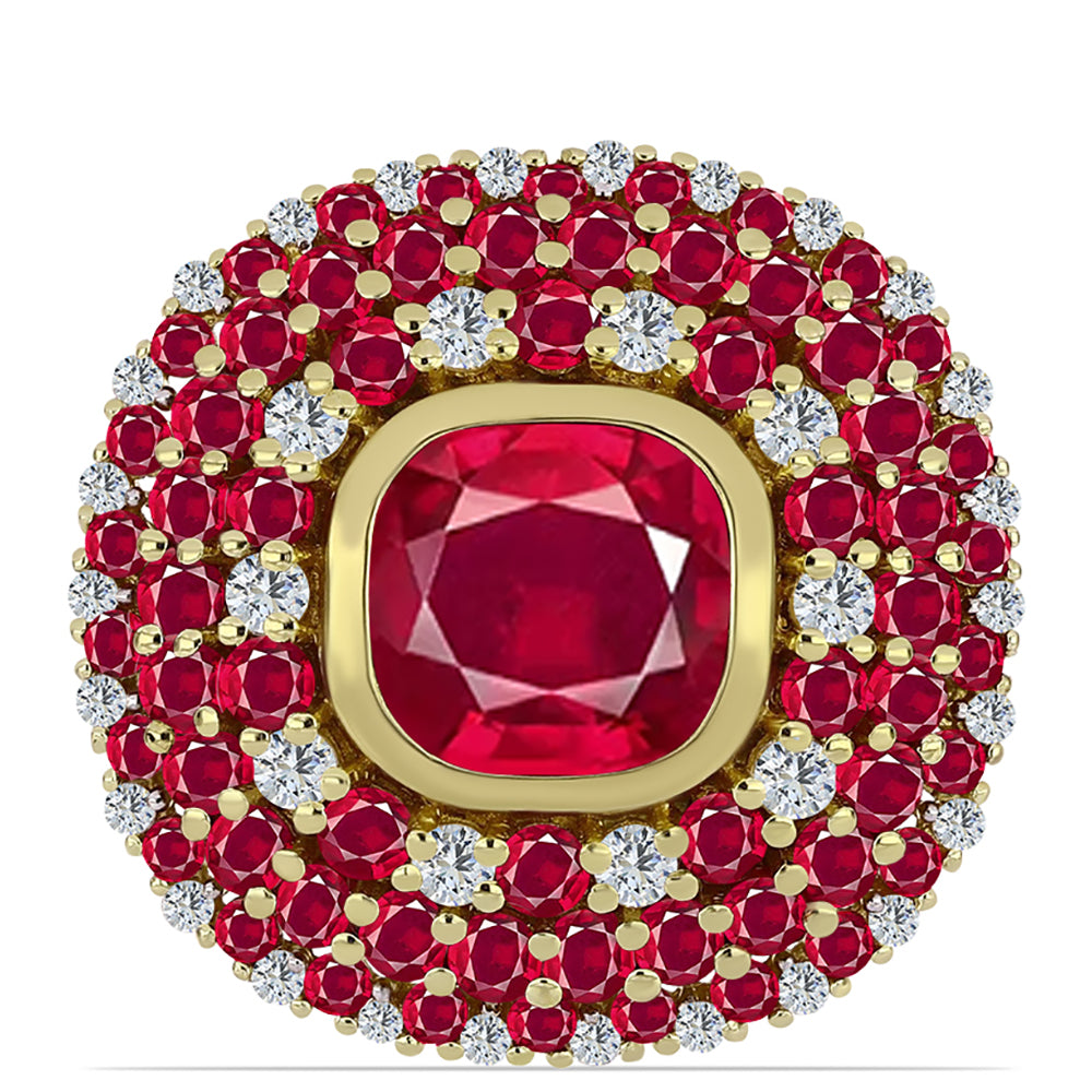 Arannyal Bevont Ezüst Gyűrű Madagaszkári Rubinnal és Fehér Topázzal 1 