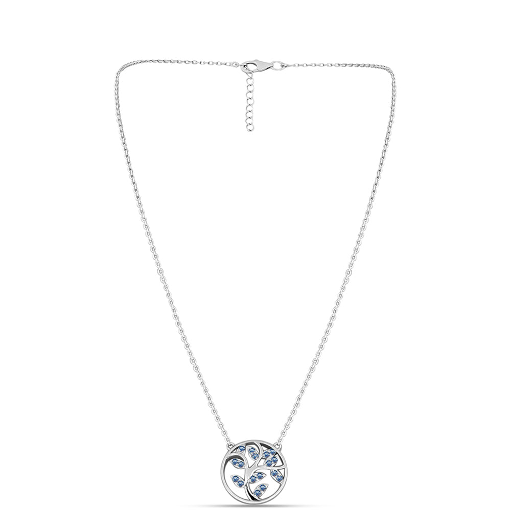 Ezüst Nyaklánc Óceánkék Moissanite-tal