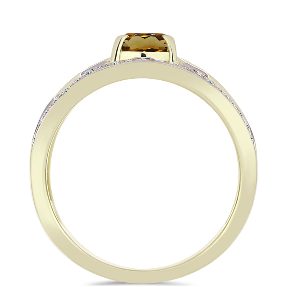 Arannyal Bevont Ezüst Gyűrű Kognak Kvarccal és Fehér Topázzal 2 