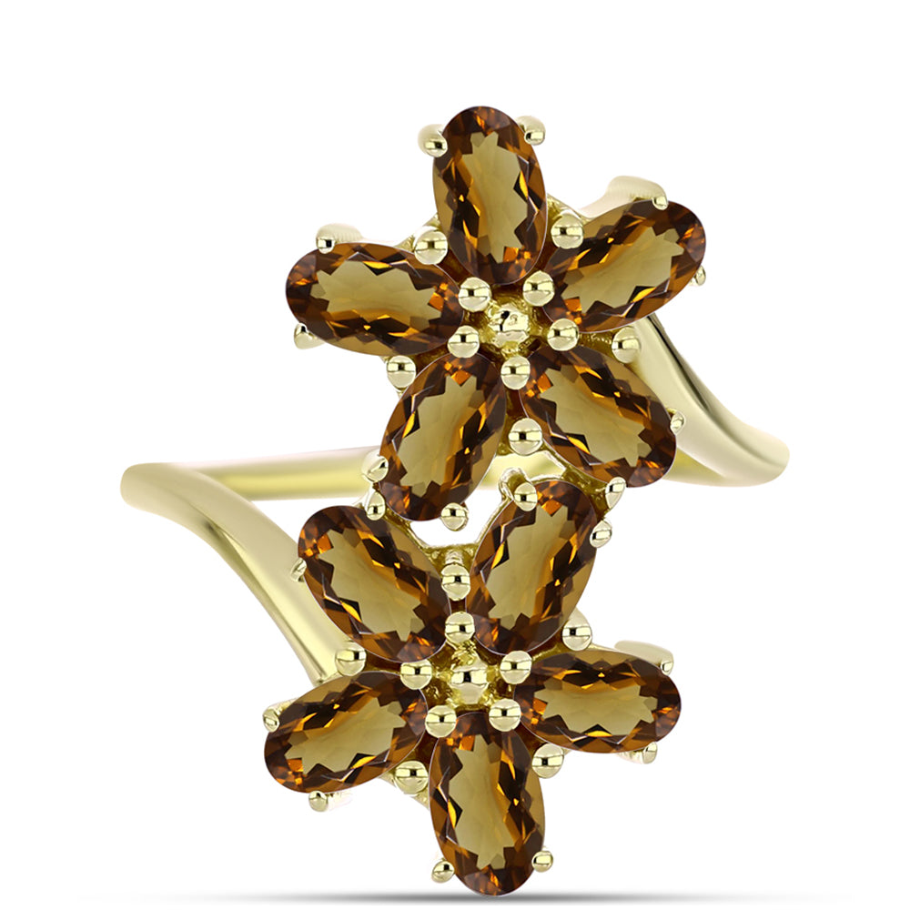 Arannyal Bevont Ezüst Gyűrű Kognak Kvarccal 1 