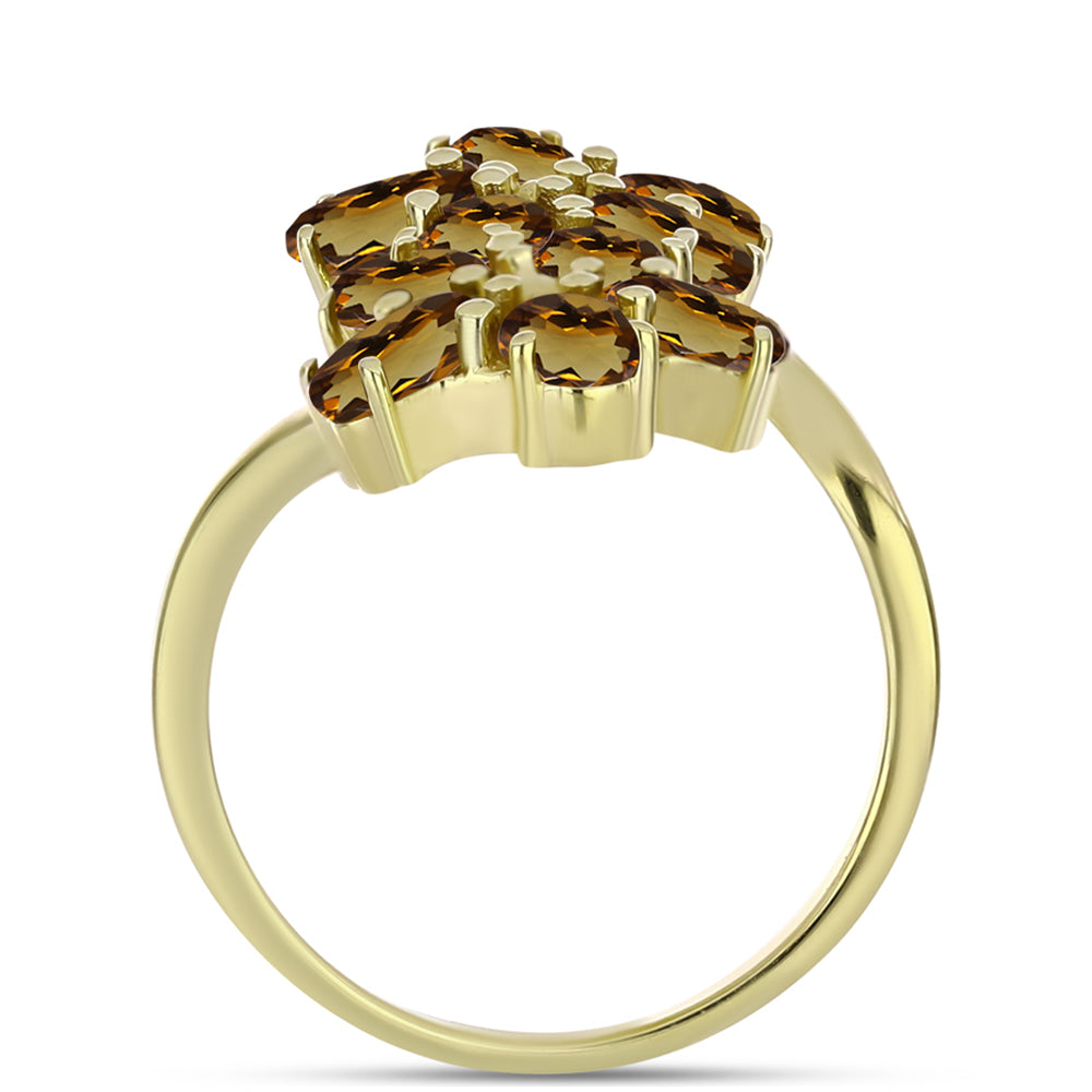 Arannyal Bevont Ezüst Gyűrű Kognak Kvarccal 2 