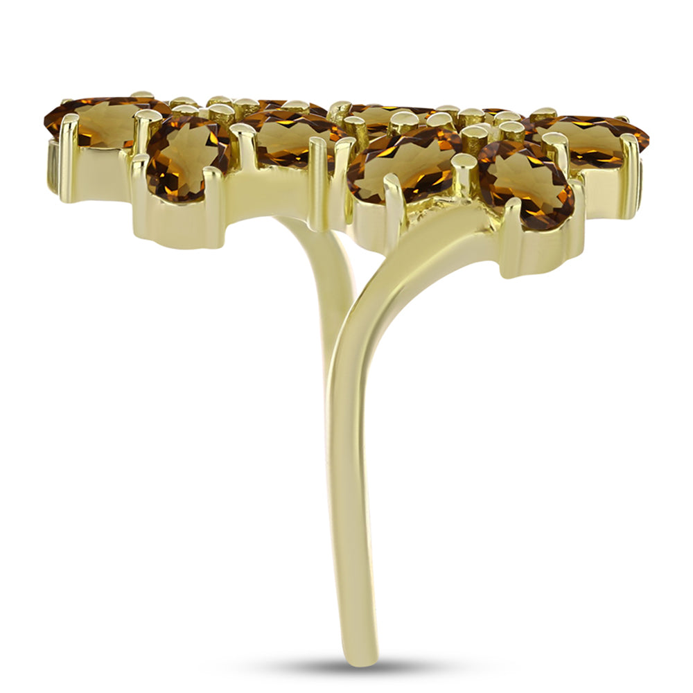 Arannyal Bevont Ezüst Gyűrű Kognak Kvarccal 4 