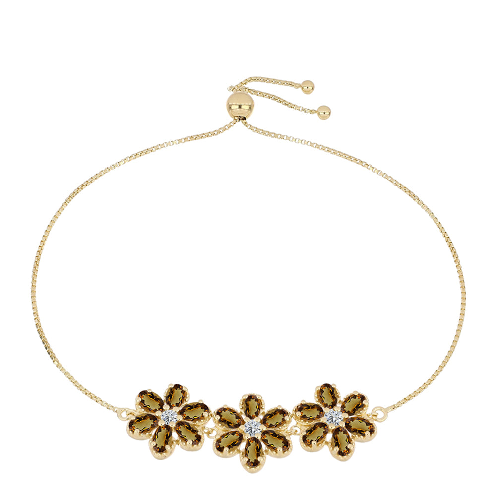 Arannyal Bevont Ezüst Karkötő Kognak Kvarccal és Fehér Topázzal 1 