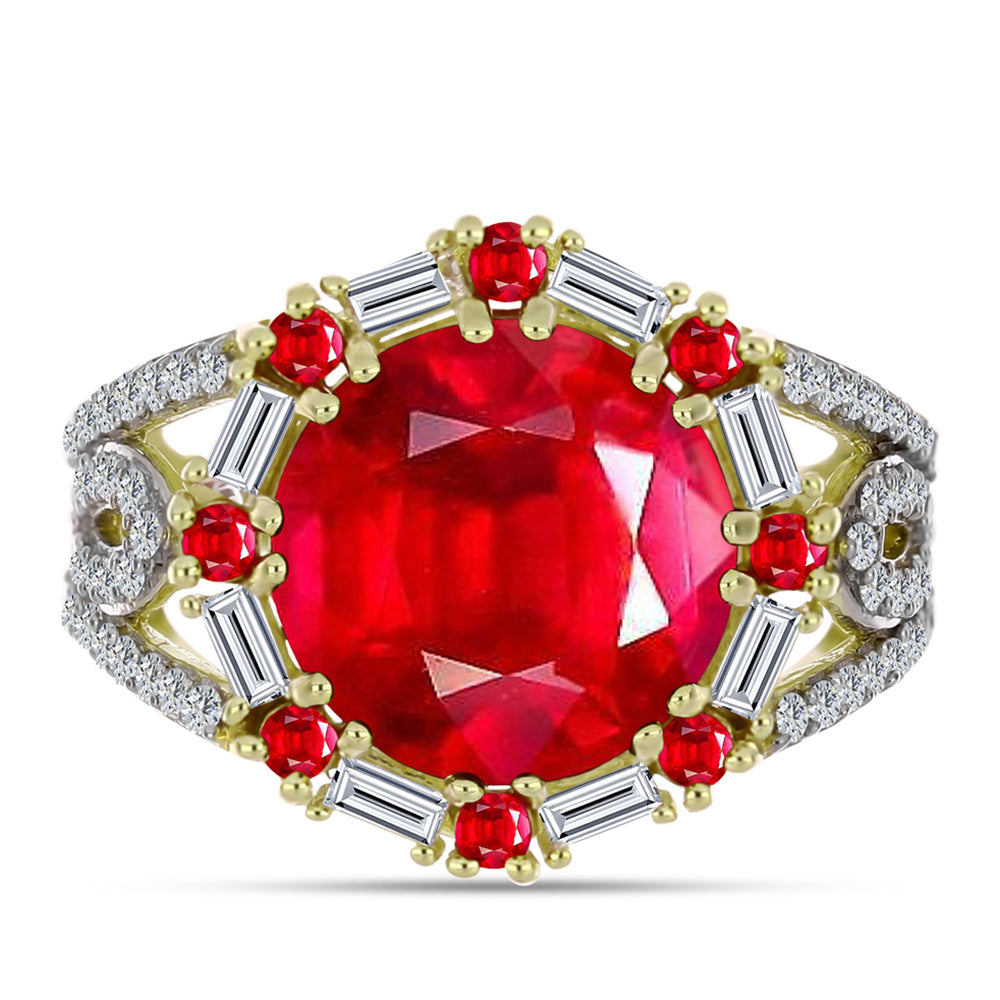 Arannyal Bevont Ezüst Gyűrű Vörös Acháttal és Fehér Cirkónnal