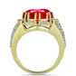 Arannyal Bevont Ezüst Gyűrű Vörös Acháttal és Fehér Cirkónnal
