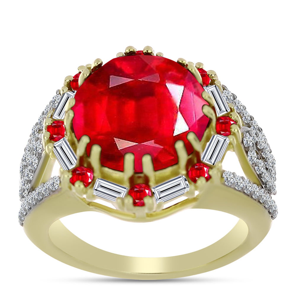 Arannyal Bevont Ezüst Gyűrű Vörös Acháttal és Fehér Cirkónnal 3 