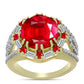Arannyal Bevont Ezüst Gyűrű Vörös Acháttal és Fehér Cirkónnal
