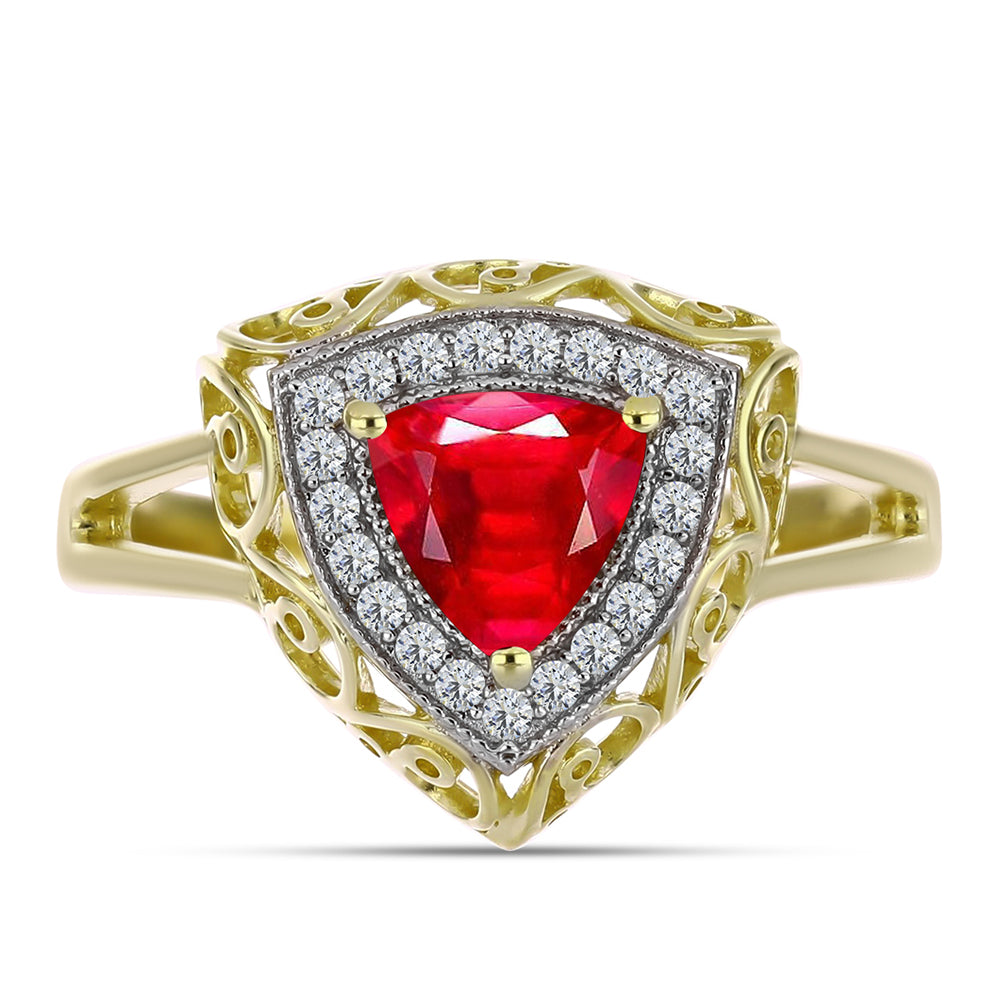 Arannyal Bevont Ezüst Gyűrű Vörös Acháttal és Fehér Topázzal 1 