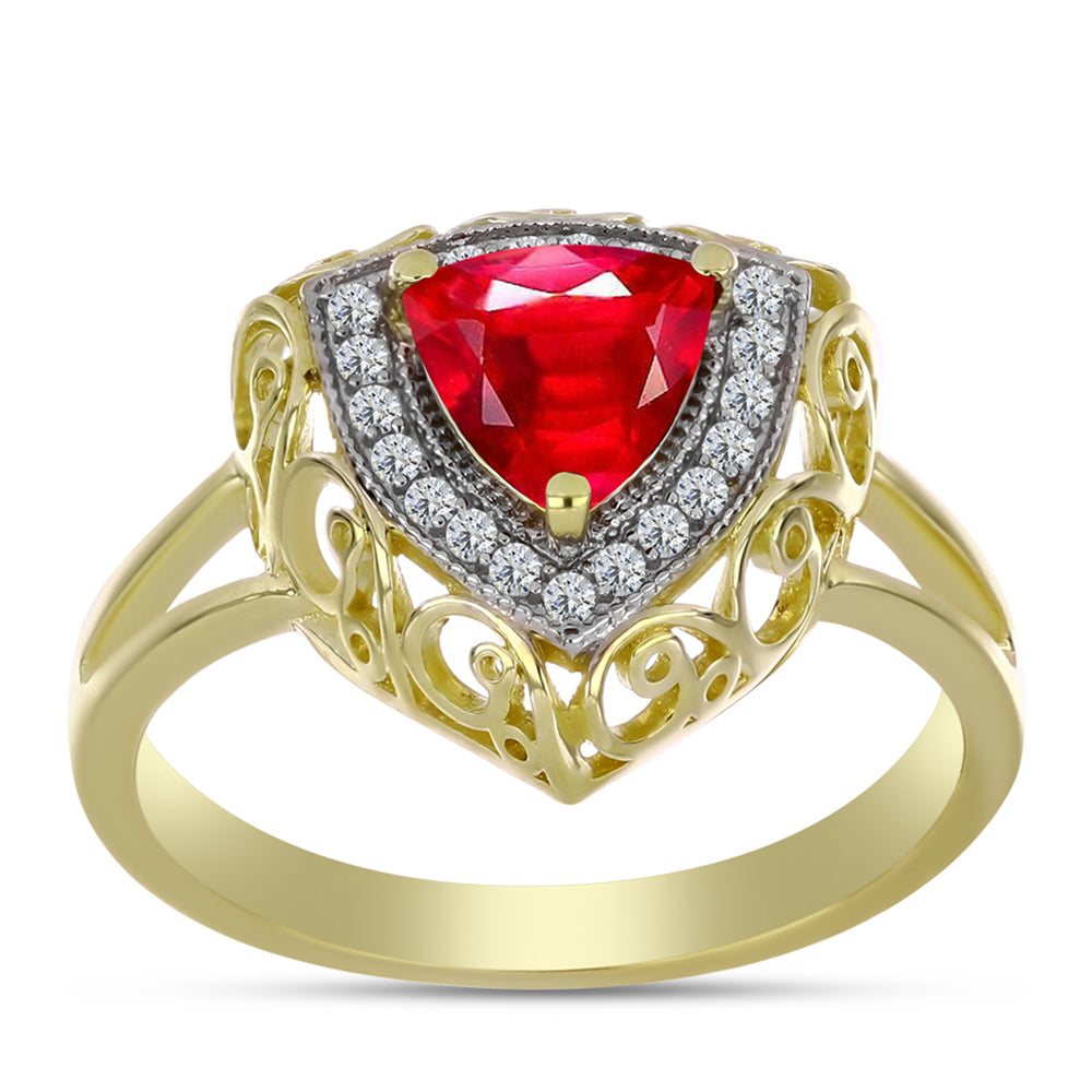 Arannyal Bevont Ezüst Gyűrű Vörös Acháttal és Fehér Topázzal