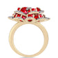 Arannyal Bevont Ezüst Gyűrű Vörös Acháttal és Fehér Topázzal