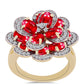 Arannyal Bevont Ezüst Gyűrű Vörös Acháttal és Fehér Topázzal