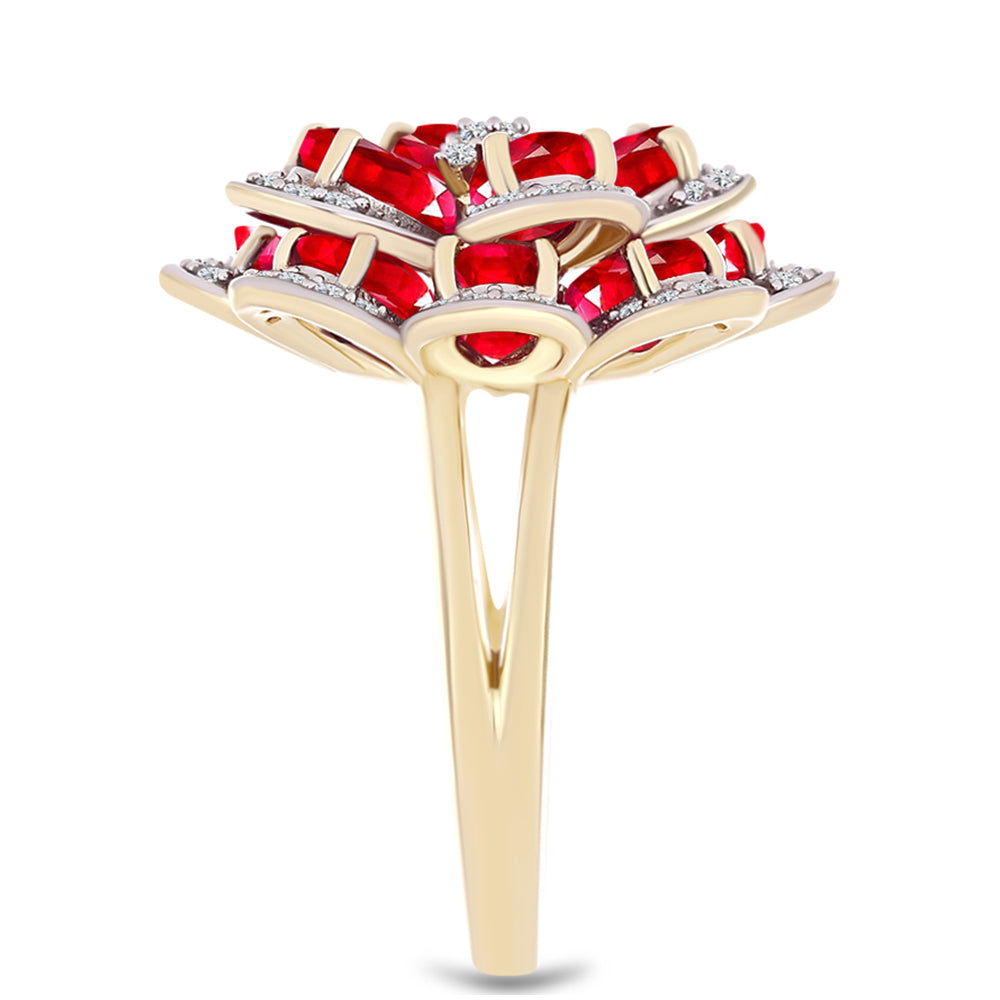 Arannyal Bevont Ezüst Gyűrű Vörös Acháttal és Fehér Topázzal