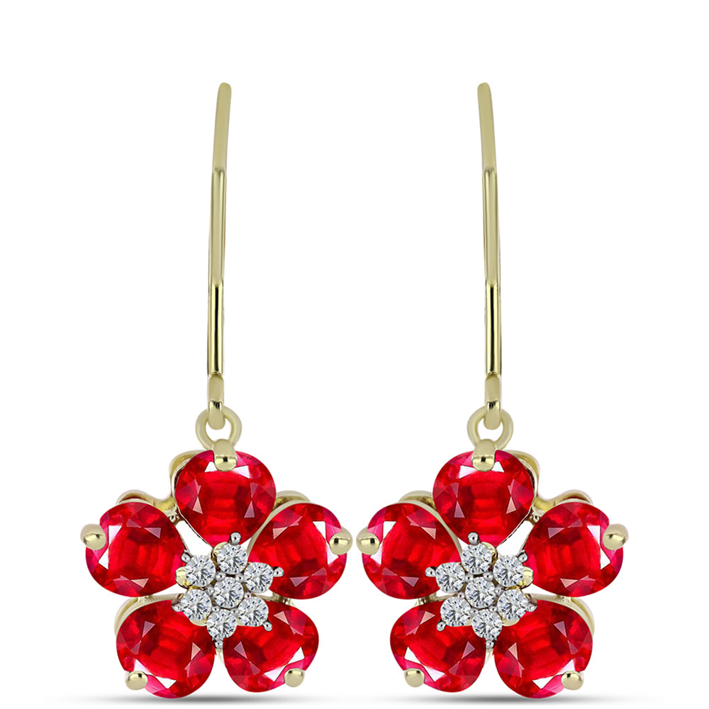 Arannyal Bevont Ezüst Fülbevaló Vörös Acháttal és Fehér Topázzal