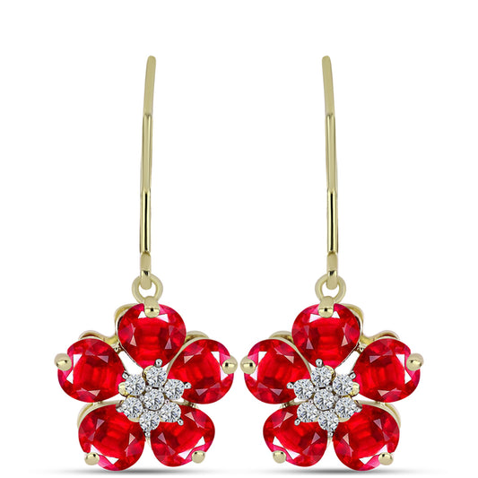 Arannyal Bevont Ezüst Fülbevaló Vörös Acháttal és Fehér Topázzal