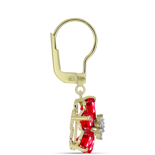 Arannyal Bevont Ezüst Fülbevaló Vörös Acháttal és Fehér Topázzal