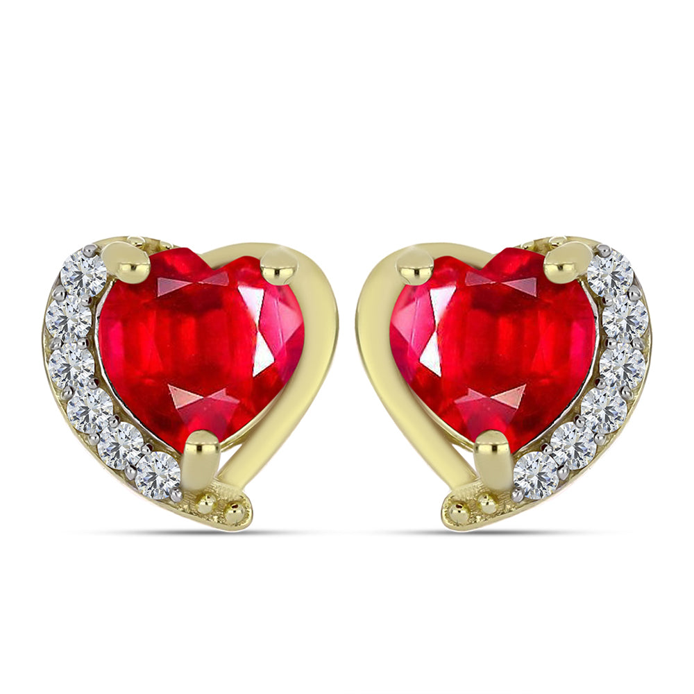 Arannyal Bevont Ezüst Fülbevaló Vörös Acháttal és Fehér Topázzal