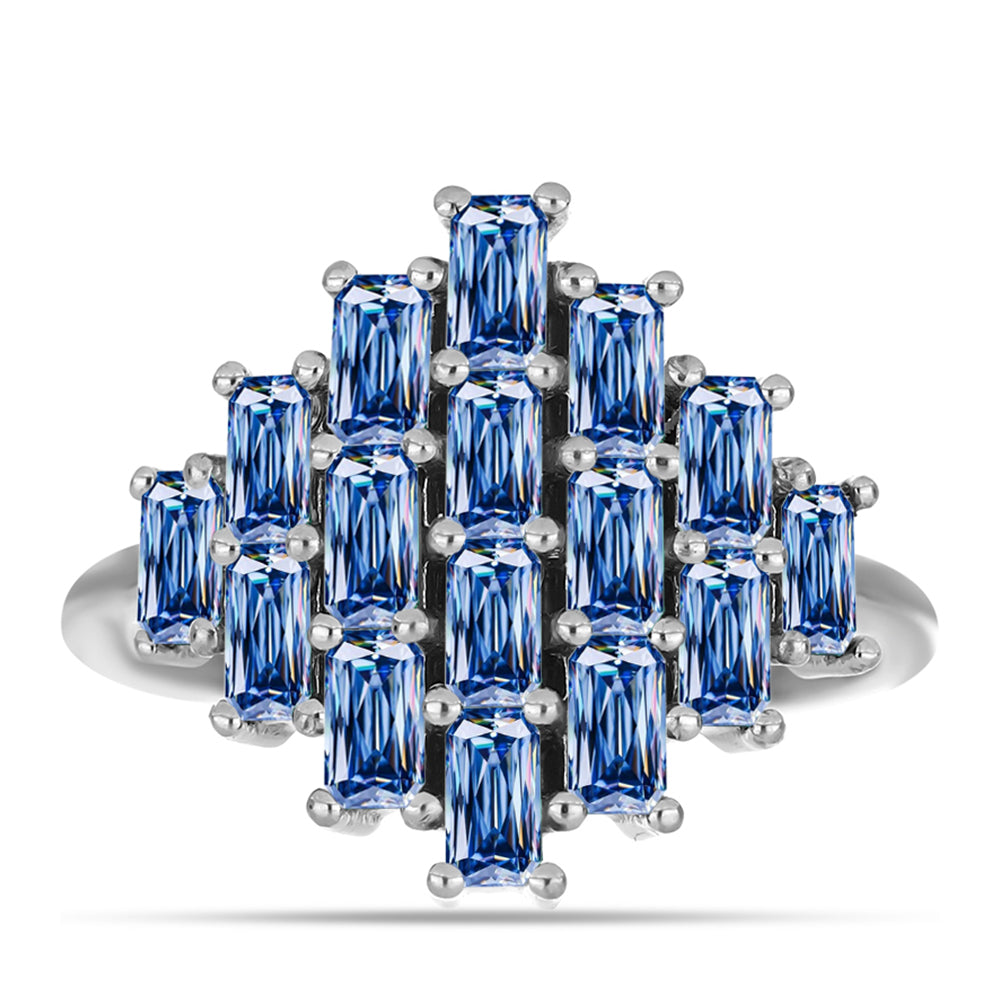 Ezüst Gyűrű Óceánkék Moissanite-tal